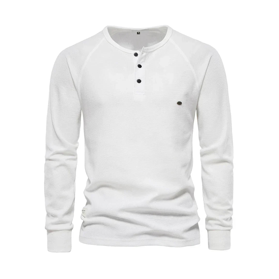 Heren Henley Shirt Lange Mouwen Casual Basic Streetwear