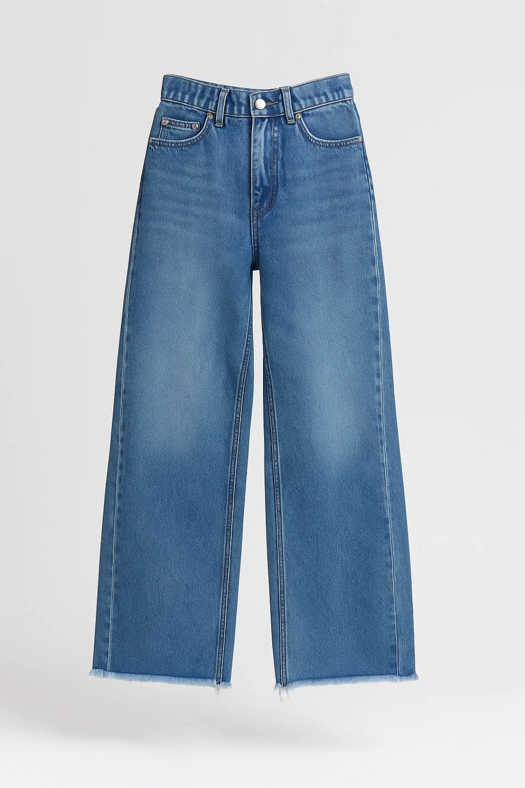 Dames Jeans Hoge Taille Wide Leg met Rafels