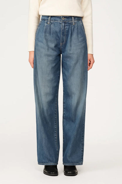 Dames Jeans Wide Leg High Waist met Plooien Casual Stijl - StudioMarella