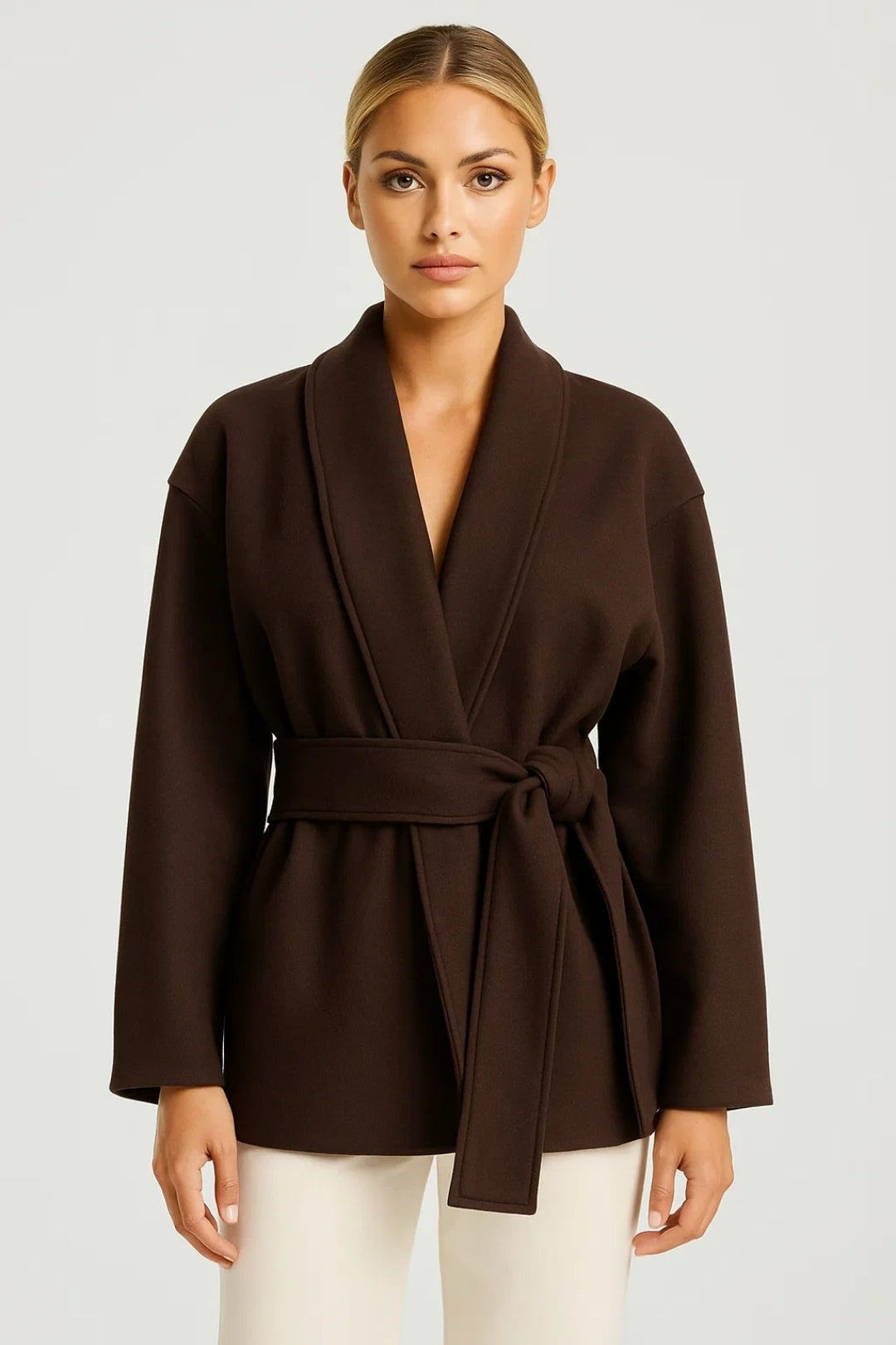 Damesjas Kort Oversized met Ceintuur Elegant