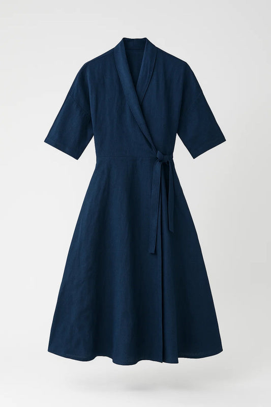 Midi Jurk voor Dames met Wikkelstijl en Strikceintuur Casual - StudioMarella