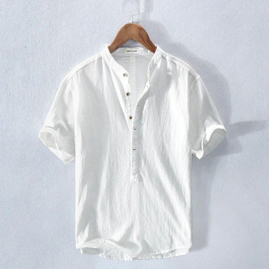 Luchtige Heren Amalfi Shirt met Henley Kraag - StudioMarella