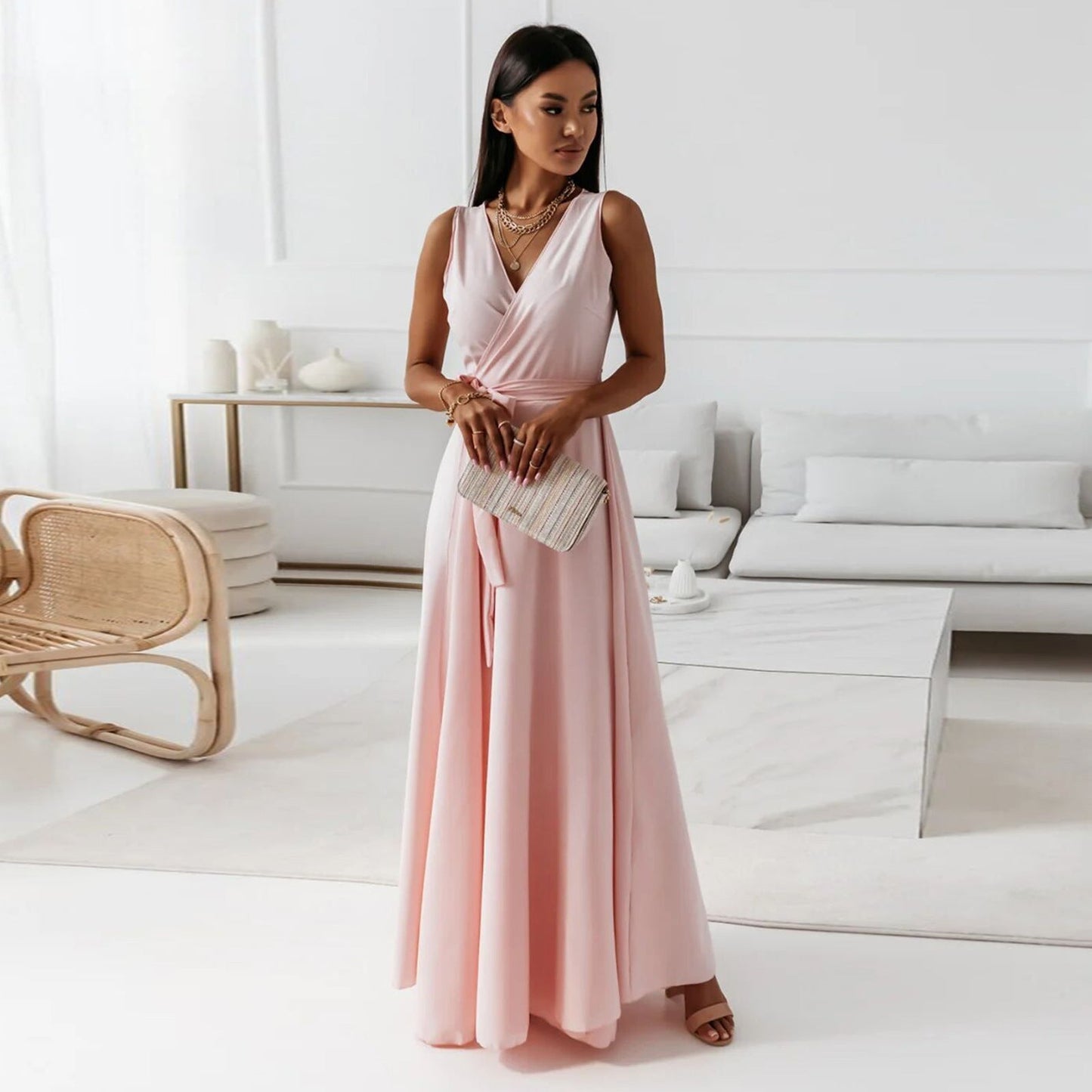 Dames Maxi Jurk Donkergroen Lange Zomerjurk Elegant - StudioMarella