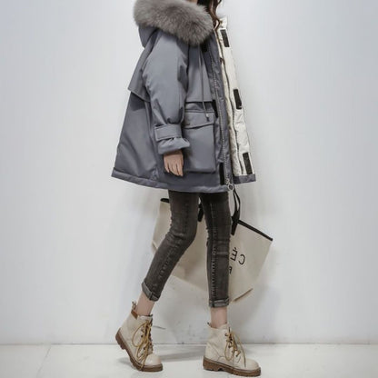 Dames Pufferjas Warme Winterparka Met Bontkraag