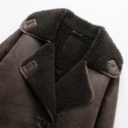 Fleece Jack met Kunstleer en Stijlvol Design Warm en Comfortabel