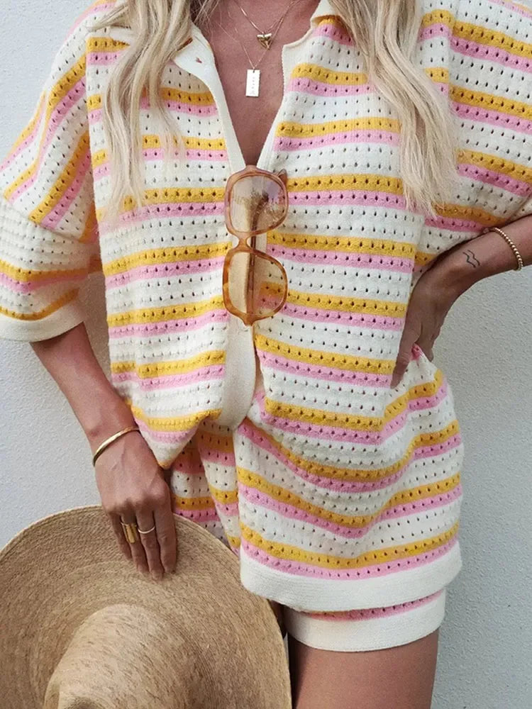 Dames Zomersetje Gestreept Comfortabele Pasvorm