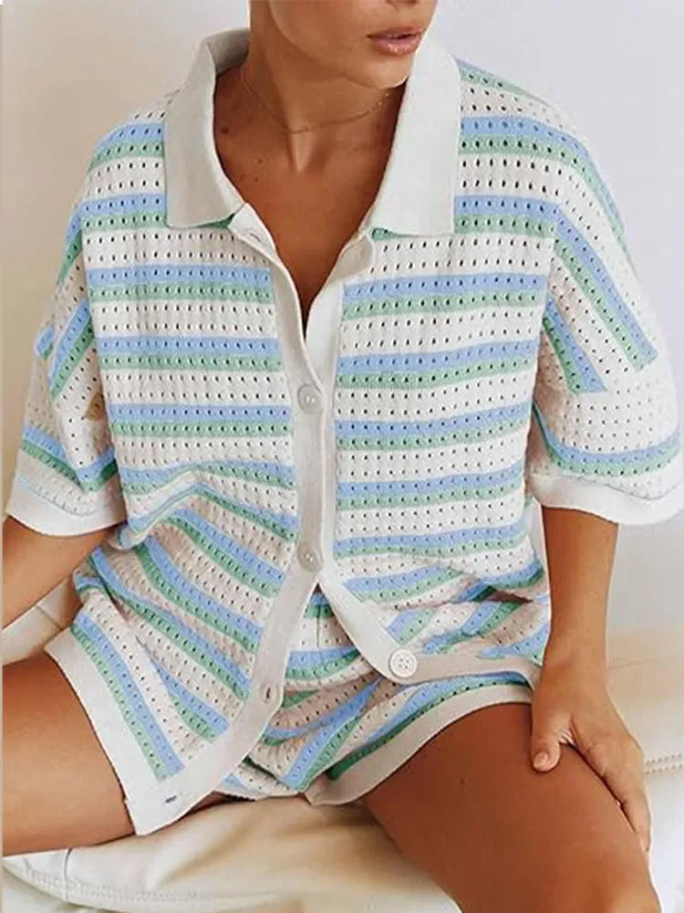 Dames Zomersetje Gestreept Comfortabele Pasvorm
