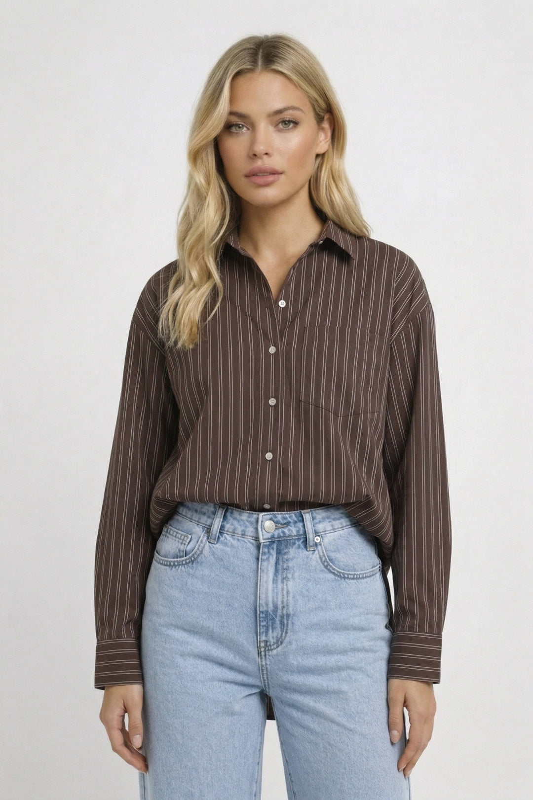 Dames Blouse met Lange Mouwen - Oversized Gestreept Klassiek