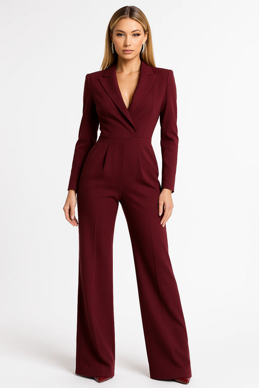 Dames Jumpsuit met V-Hals en Straffe Pasvorm - StudioMarella