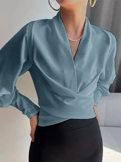 Vrouwelijke Blouse met Pofmouwen Elegant Design