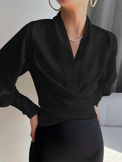 Vrouwelijke Blouse met Pofmouwen Elegant Design