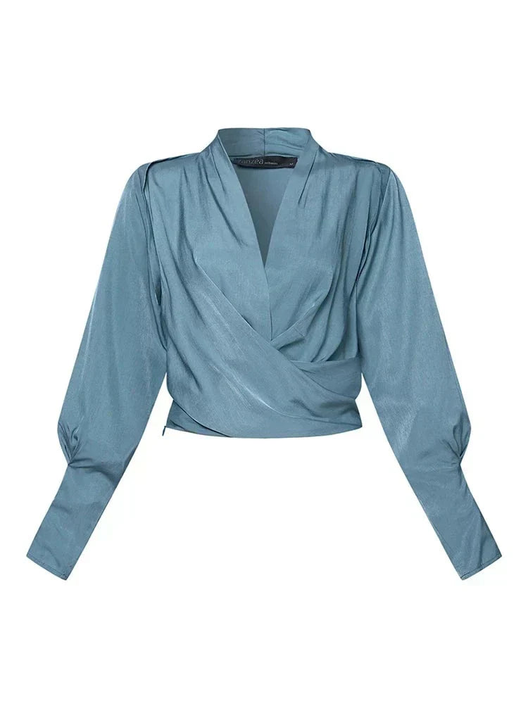 Vrouwelijke Blouse met Pofmouwen Elegant Design