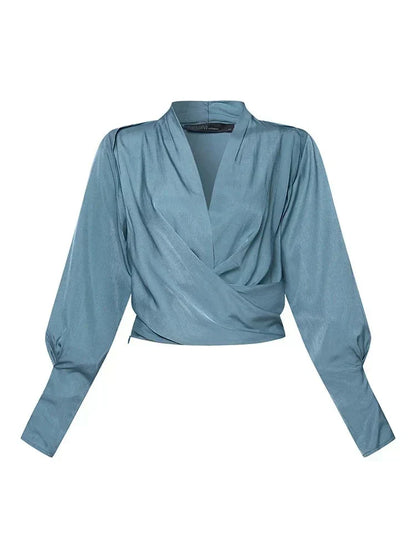 Vrouwelijke Blouse met Pofmouwen Elegant Design