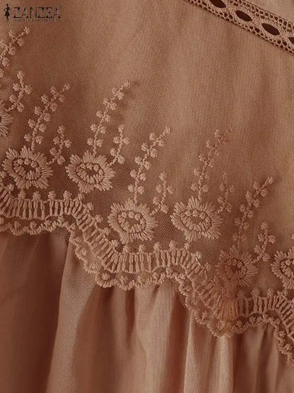 Vrouwelijke Zomer Blouse met Kanten Details