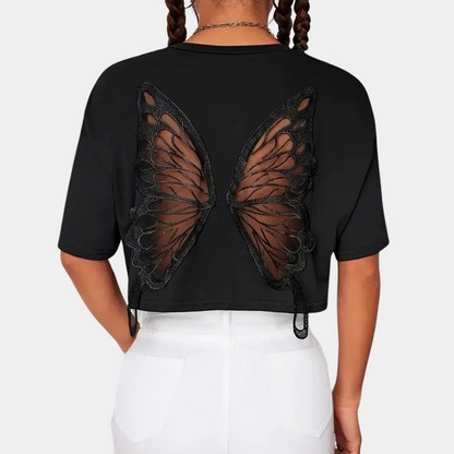 Vlinder T-Shirt Korte Mouw Vrouw