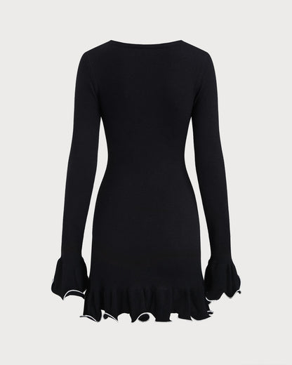 Zara | Dames Jurk - Geribbelde Mini met Ruches, Casual Elegant 6