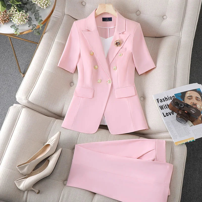 Dames Blazer Pantalon Set Zwart Formaliteit - StudioMarella