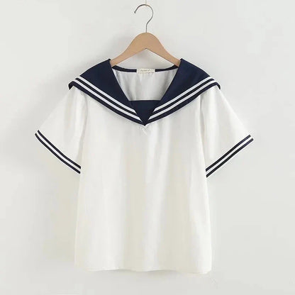 Marineblauwe Blouse met Patchwork Design