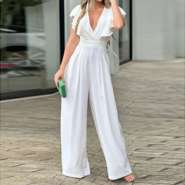 Dames Jumpsuit V-hals Zomerse Vlindermouwen - StudioMarella