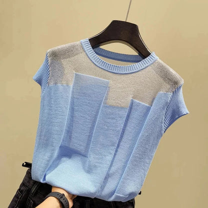 Gebreide Blouse Zomer Patchwork Stijl Eleganza Couture - StudioMarella