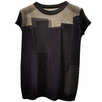 Gebreide Blouse Zomer Patchwork Stijl Eleganza Couture