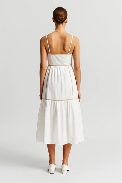 Midi Jurk Dames met Spaghettibandjes - Gelaagde Zomerjurk Casual