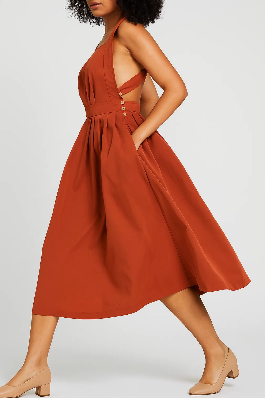 Midi Jurk Dames A-Lijn Mouwloos Elegant Zomerjurk