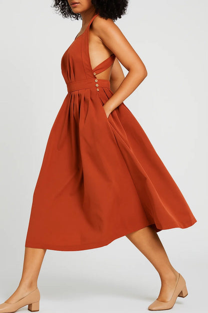 Midi Jurk Dames A-Lijn Mouwloos Elegant Zomerjurk