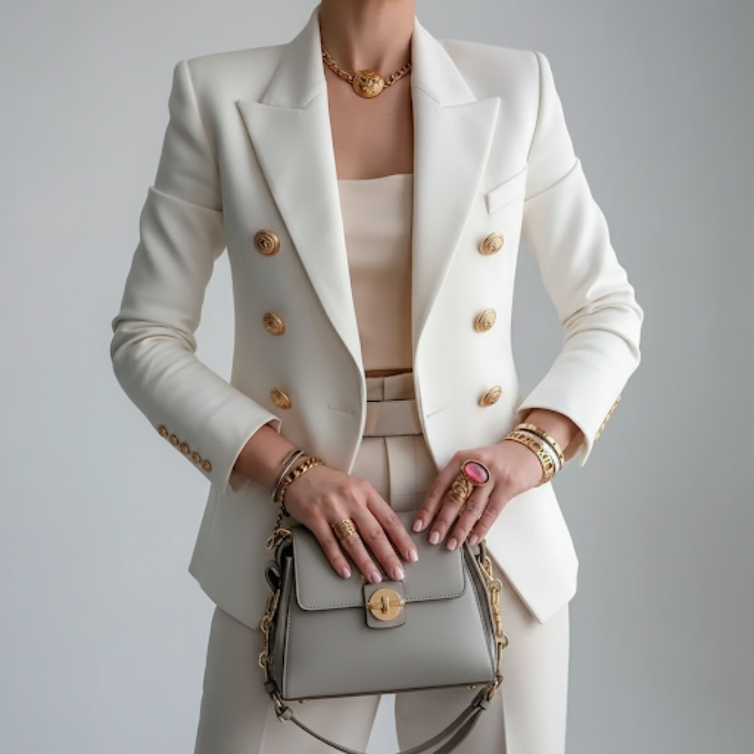 Dames Blazer met Dubbele Knopen Rood Leer - StudioMarella