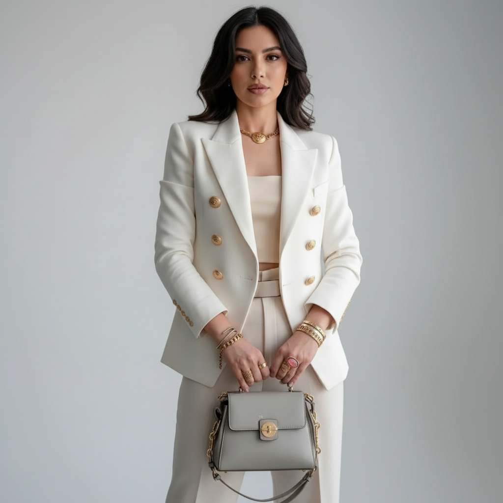 Dames Blazer Dubbele Knopen Maatwerk Stijl - StudioMarella
