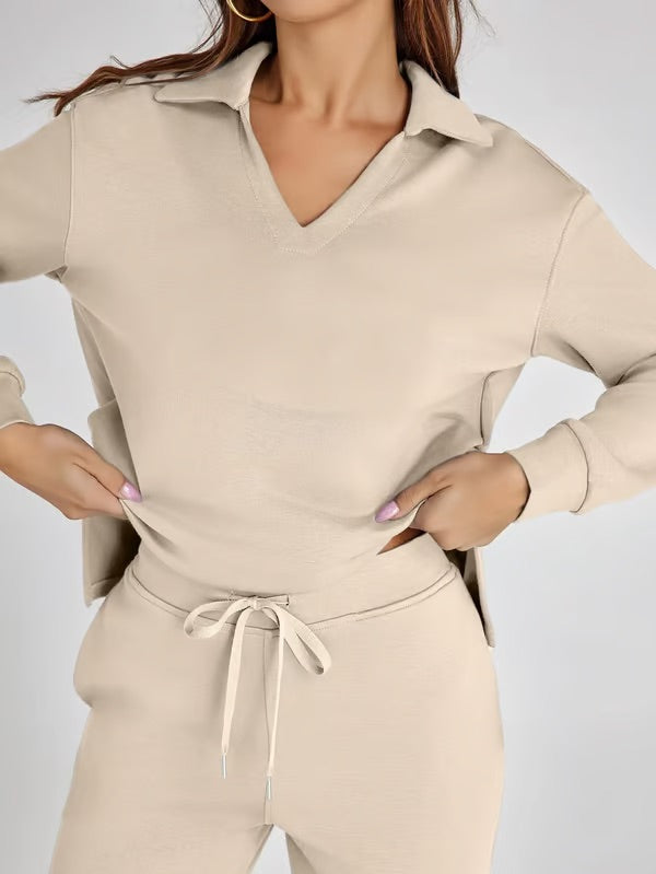 Dames Sweater Set met Wijde Broek - Zacht en Warm voor Herfst en Winter