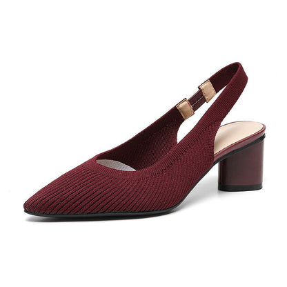 Slingback Hakken Puntneus Blokhak Damesschoenen
