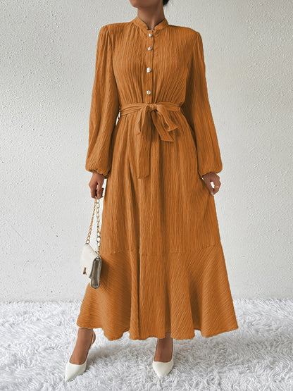 Vrouwenjurk Lange Mouwen met Taille Accent