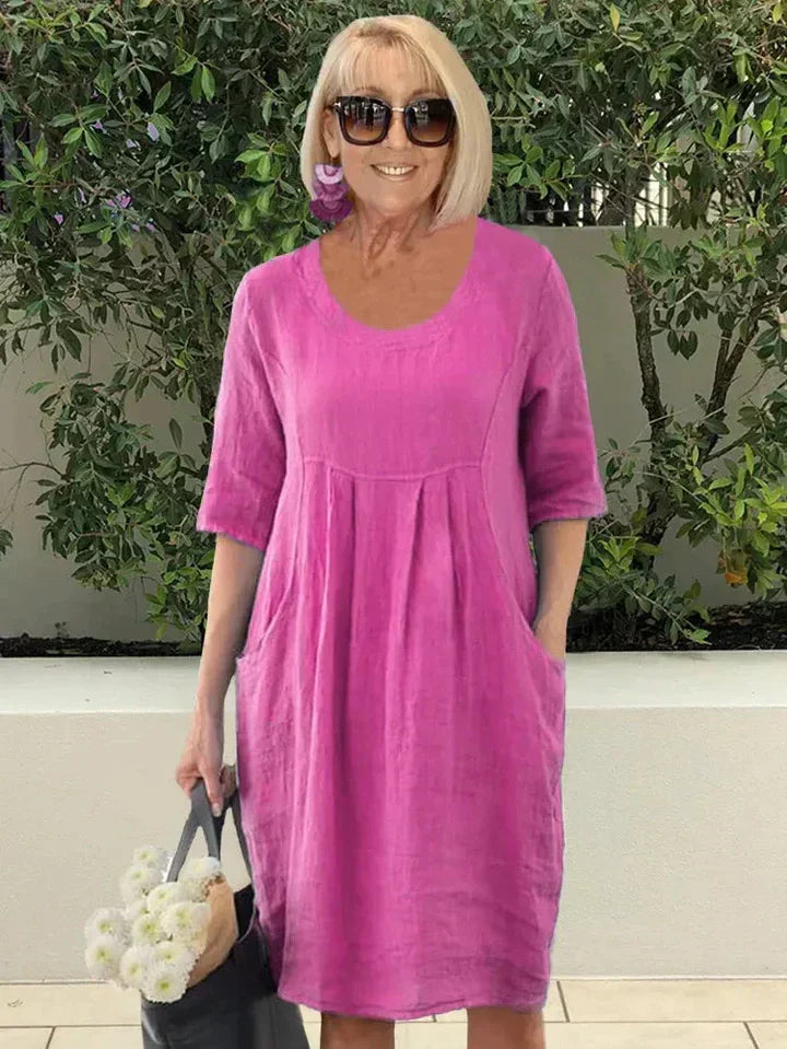 Midi-Jurk Met Zakken Zomerjurk Vrouwen Jurk