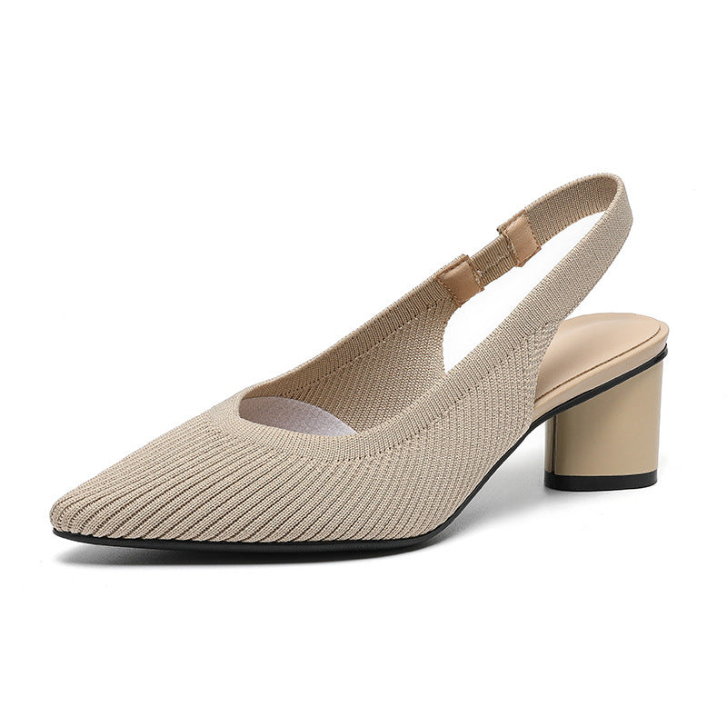 Slingback Hakken Puntneus Blokhak Damesschoenen