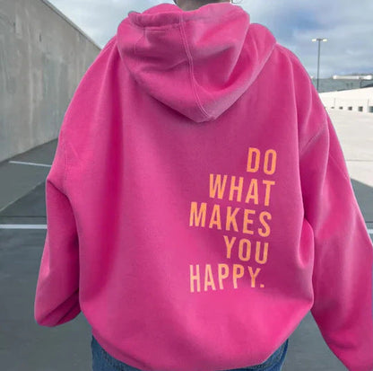 Dames Hoodie Happy Print Zacht en Ruimvallend - StudioMarella