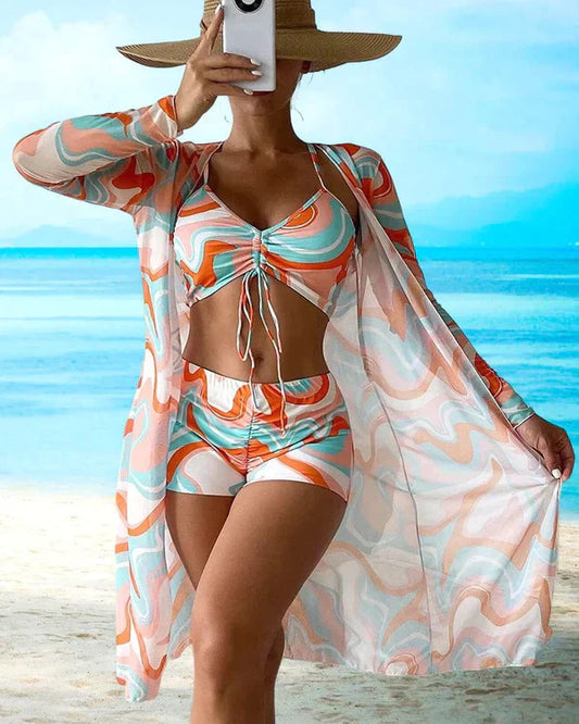 Bloemmotief Bikiniset 3-delig Zomer Badpak voor Vrouw - StudioMarella