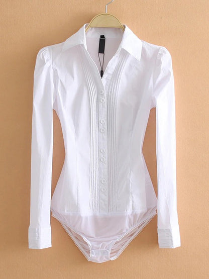 Vrouwelijke Katoenen Blouse met Taille en V-hals - StudioMarella