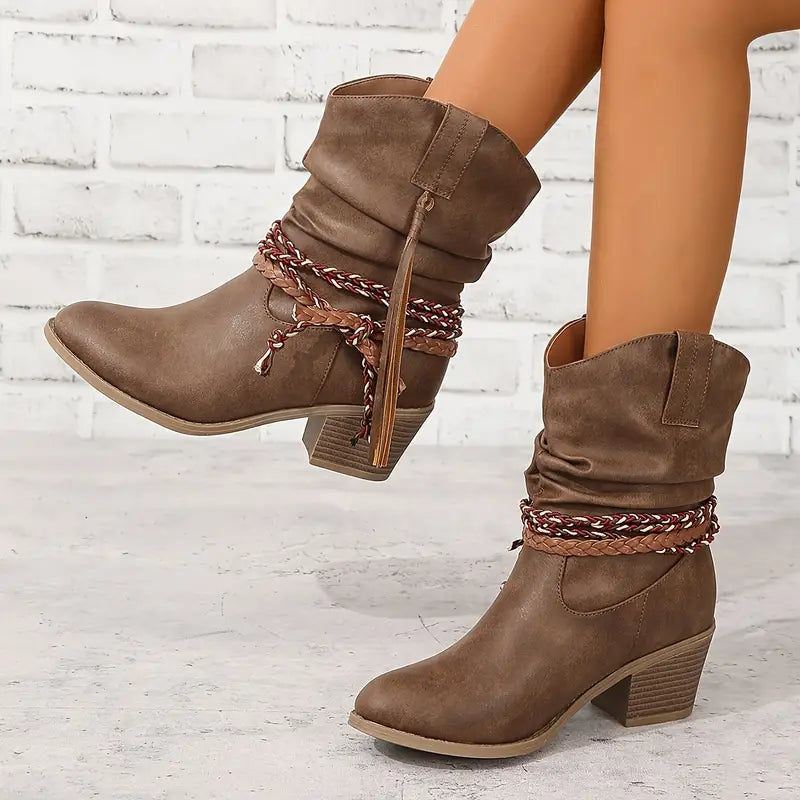 Dames Western Laarzen Cowboystijl Hoge Hak - StudioMarella