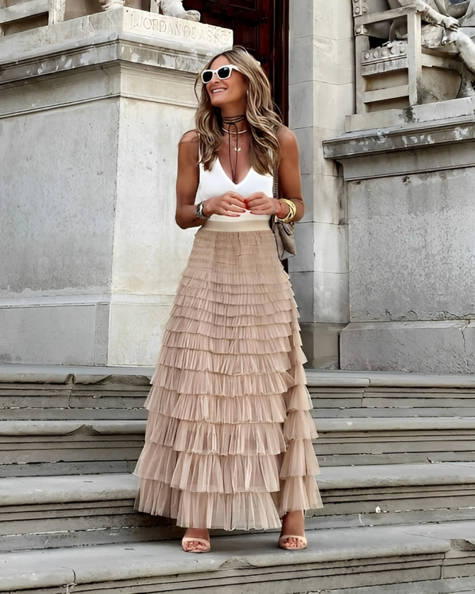 Maxi Rok Plissé Zomerse Jurk Elegante Vrouwelijke Stijl - StudioMarella
