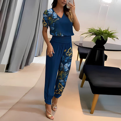 Dames Broek Blouse Set met Pofmouwen Elastisch