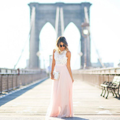 Witte Maxi Jurk Chiffon Feestjurk voor Bruiloft