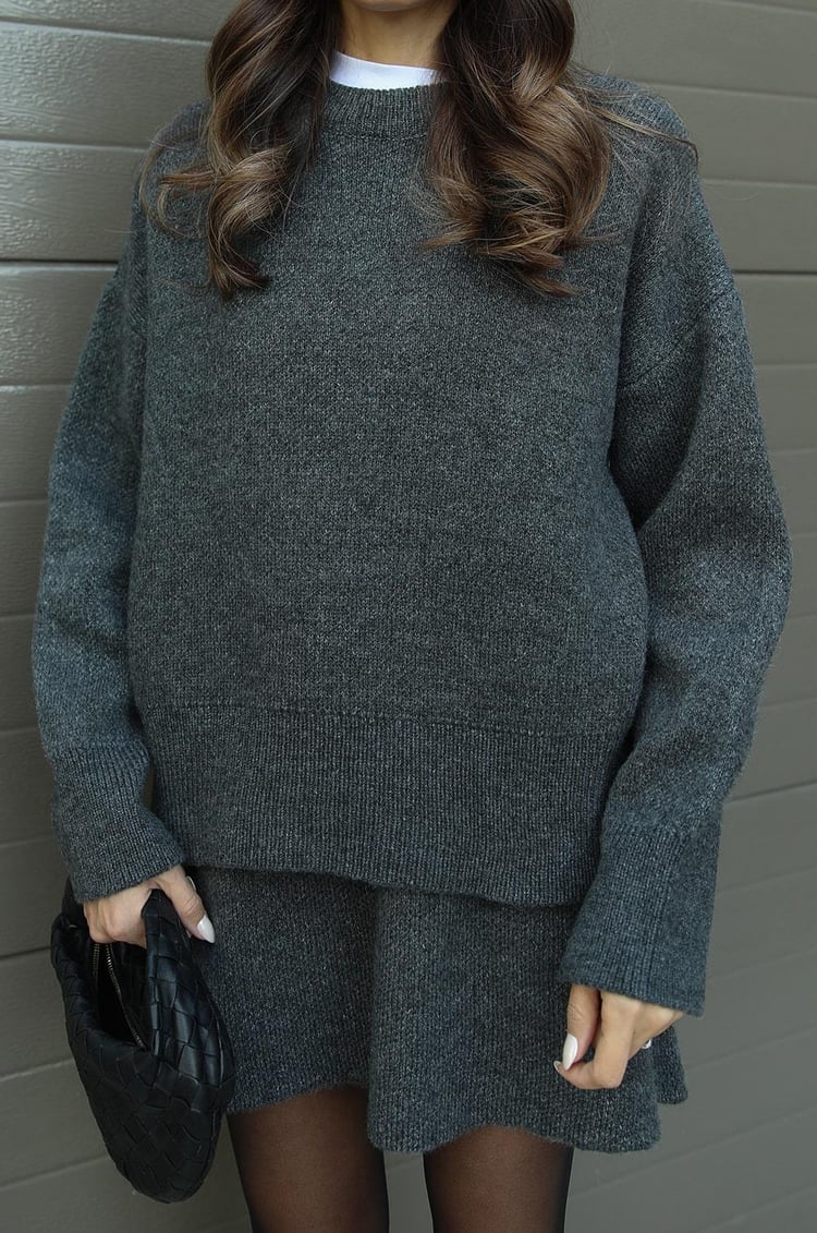 Violet Gebreide Set Top en Rok Damestonen