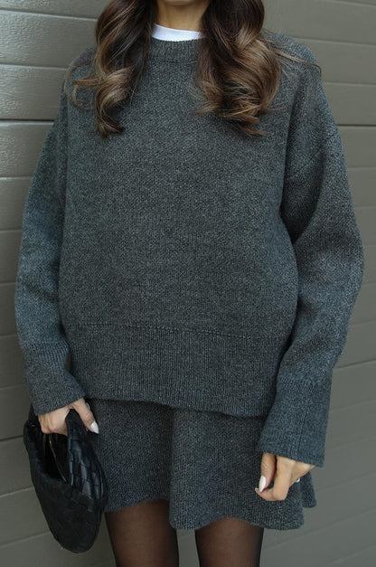 Violet Gebreide Set Top en Rok Damestonen