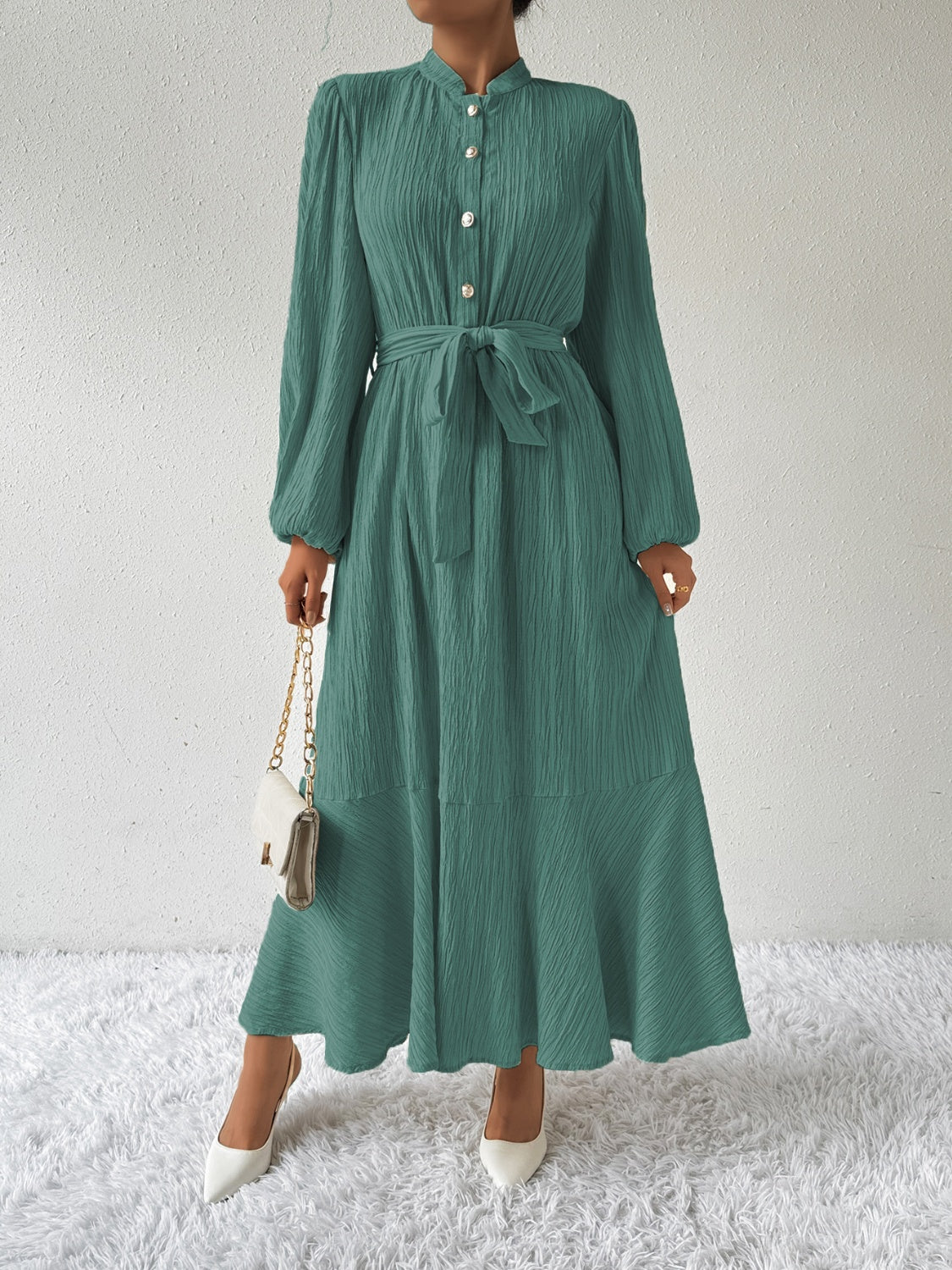Vrouwenjurk Lange Mouwen met Taille Accent - StudioMarella
