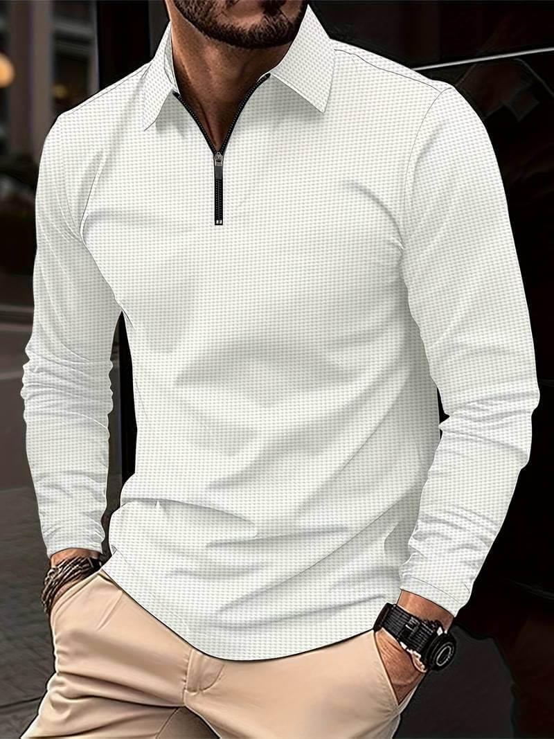 Heren Wafelshirt Lange Mouwen V-Hals Casual Kleding