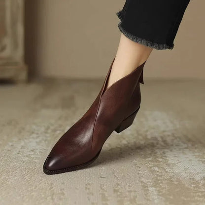 Dames Enkelboots met Hak Retro Stijl Herfst Collectie