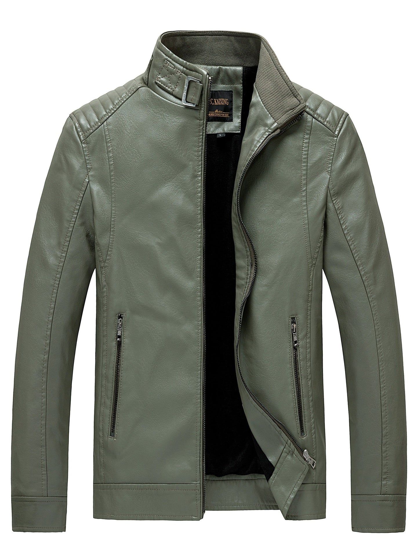 Leren Jas met Ritszakken Elegante Design