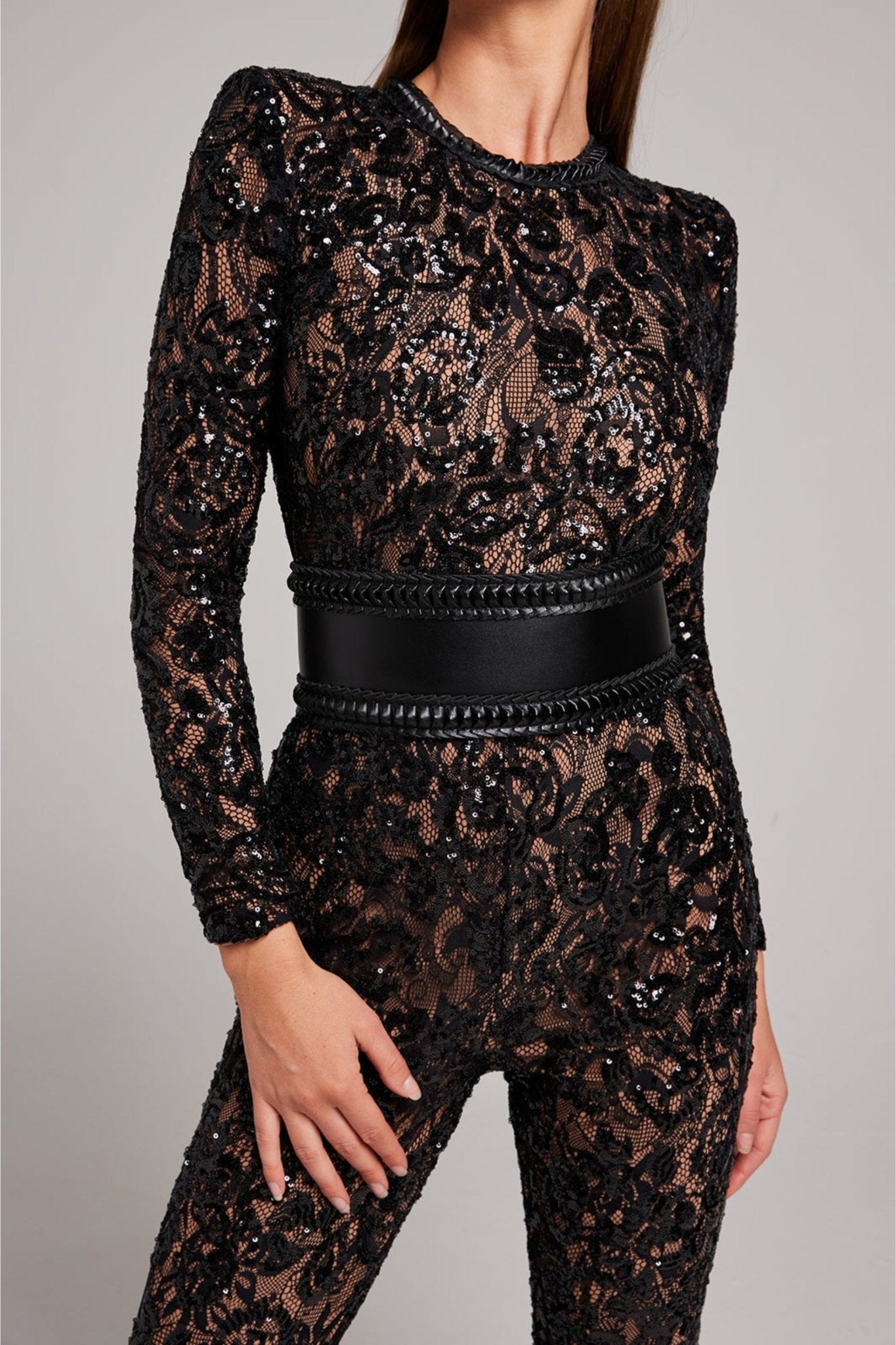 Luxe Jumpsuit Lange Mouw Glamour Pailletten voor Avond出