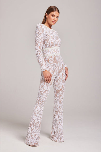 Luxe Jumpsuit Lange Mouw Glamour Pailletten voor Avond出